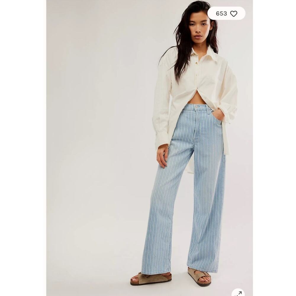 Mother Women's High Rise Striped Spinner Jeans In Lined Up Size 25 NWT